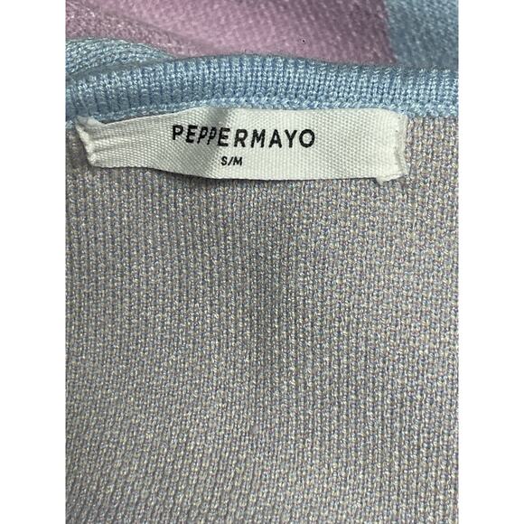 Peppermayo Multicolor Pastel Halter Sleeveless V Neck Mini Bodycon Dress Sz S/M - Picture 3 of 3